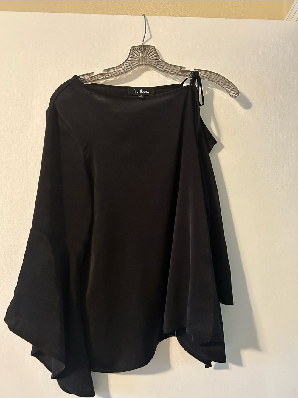 Lulu's Silky Black One Shoulder Top